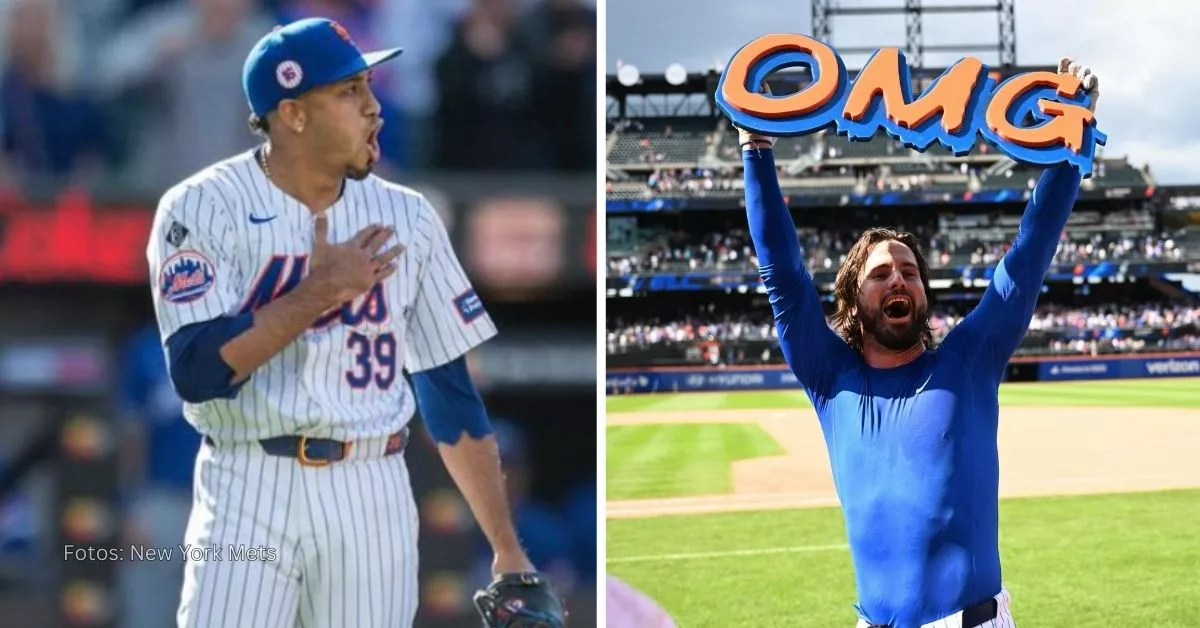 Edwin Díaz eufórico y Jesse Winkier celebrando triunfo de New York Mets